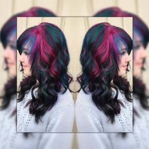 galaxy hair, joico, color, hair, style, hairstyle, stylist, bristol, ct, salon pink, blue, green, purple